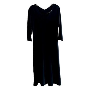 Newport News MIDI  Dress V Neck Flared Poly/Rayon/Spandex M